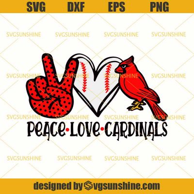 Peace Love Cardinals SVG, Cardinals Team SVG, Baseball Team SVG ...