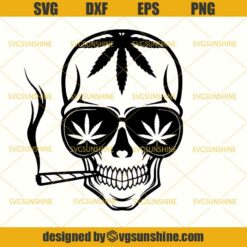 Skull Smoke Weed Cannabis Pot Head High Life Smoker Stoned Drug SVG, Marijuana SVG