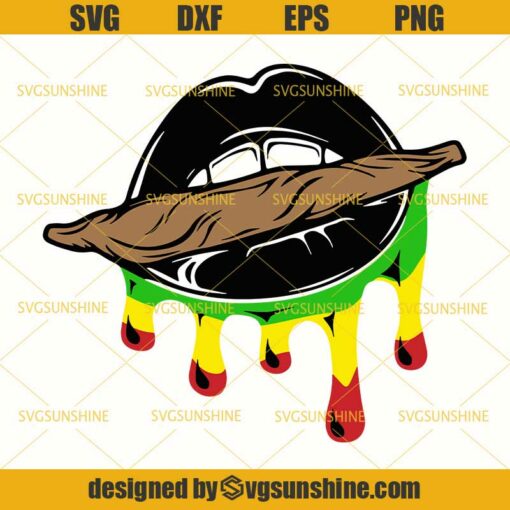 Rasta Lips Blunt Weed Leaf Hemp High Life Cannabis Ganja 420 Medical Marijuana Pot Stoned SVG DXF EPS PNG Cutting File for Cricut