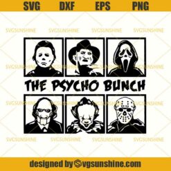The Psycho Bunch Movie Creepy Halloween Horror Friends Team SVG DXF EPS PNG Cutting File for Cricut