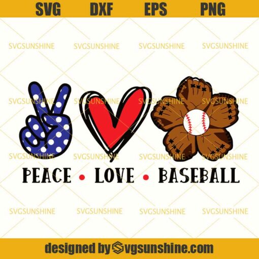 Peace Love Baseball SVG, Baseball Heart SVG, Love Baseball SVG, Baseball SVG