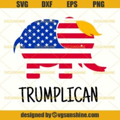 Trump 2020 SVG, Trumplican SVG , Donald Trump SVG, Elephant American Flag SVG