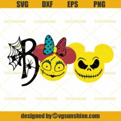 Mickey Head Jack And Sally Boo SVG, Disney Halloween SVG, Nightmare Before Christmas SVG