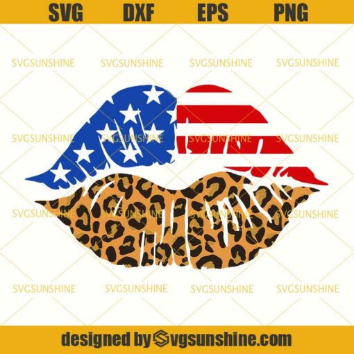 4th Patriotic Lips Svg, American Flag Lips Svg, 4th of July Svg, Fourth of July Svg, Leopard Lip Svg