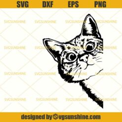 Cat SVG DXF EPS PNG Clipart Cricut, Funny Face Peek A Boo Head Stencil SVG
