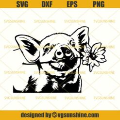 Pigs SVG DXF EPS PNG Cutting File for Cricut, Farm Animal Flower SVG, Piggy SVG, Piglet SVG, Swine SVG, Farmhouse SVG