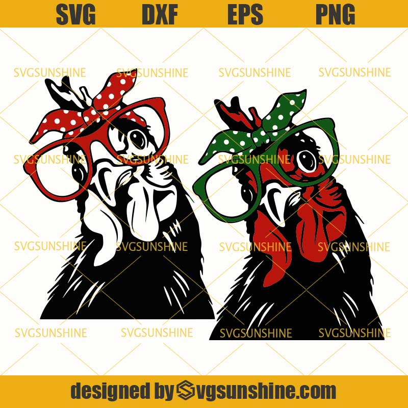 Download Chicken With Bandana Glasses SVG Bundle, Farm Animal SVG ...
