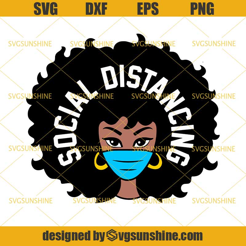 Download Social Distancing Black Nurse SVG, Black Woman With Mask ...