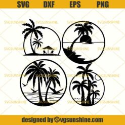 Palm Tree SVG Bundle, Palm Scene SVG, Summer SVG Bundle, Palm Clipart SVG DXF EPS PNG Cutting File for Cricut