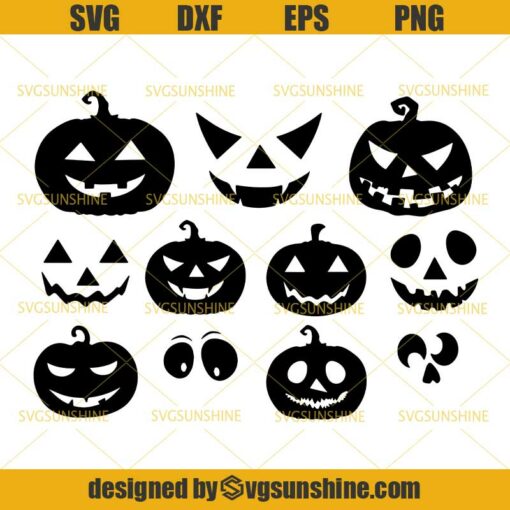 Pumpkin SVG Bundle, Halloween Jack-O-Lantern SVG, Pumpkin Halloween ...