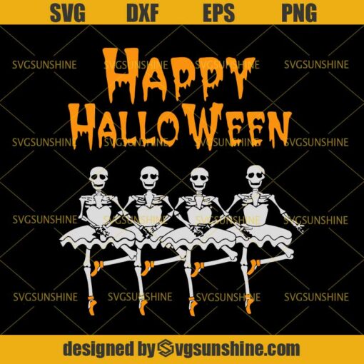 Happy Halloween Dancing Skeletons SVG DXF EPS PNG Cutting File for Cricut