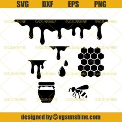 Honey Drips SVG Bundle, Honeycomb SVG, Dripping Borders SVG, Dripping SVG, Honey Bee SVG, Hexagon SVG