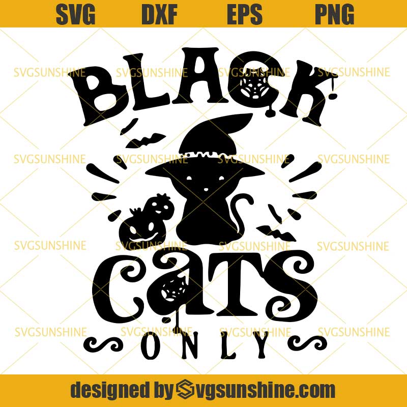 Download Black Cat Only Halloween SVG, Cat in Witch Hat SVG, Black ...