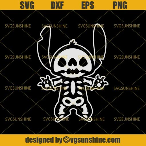 Stitch Skeleton SVG, Stitch SVG, Disney Stitch Halloween SVG DXF EPS PNG Cutting File for Cricut