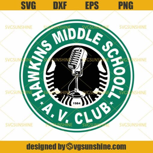Stranger Things Hawkins Middle School A.V. Club Starbucks SVG, Stranger Things SVG DXF EPS PNG