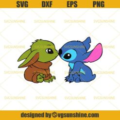 Baby Yoda And Stitch Kiss SVG, Disney SVG, Baby Yoda SVG, Stitch SVG DXF EPS PNG Cutting File for Cricut