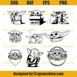 Baby Yoda SVG Bundle, Star Wars SVG, Mandalorian SVG, Baby Yoda SVG DXF EPS PNG Cutting File for Cricut