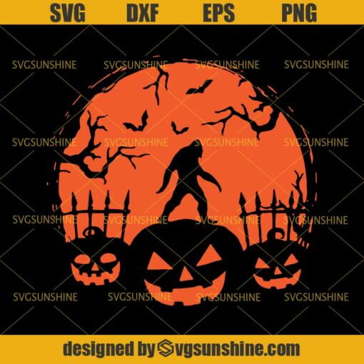 Bigfoot Halloween Hide and Seek SVG, Bigfoot Pumpkin SVG, Happy Halloween SVG
