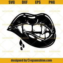 Lips Halloween SVG, Dripping Blood Mouth Vampire Lip Teeth Horror SVG