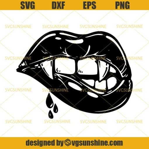 Lips Dripping Blood Mouth Vampire Lip Teeth Halloween Horror SVG DXF EPS PNG
