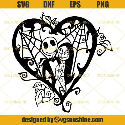 Jack Skellington And Sally Heart Svg, Jack and Sally Couple Svg ...