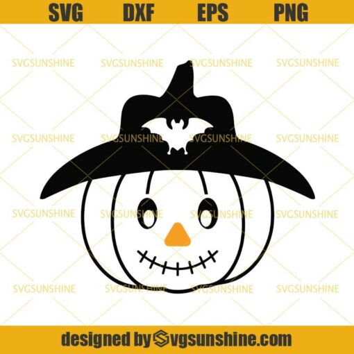 Scarecrow Pumpkin Face Svg, Scarecrow Face Svg, Pumpkin Svg, Scarecrow with Bat Svg, Halloween Svg