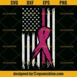 Breast Cancer Svg, Pink Ribbon USA Flag Svg, Breast Cancer Awareness Svg, Fight Cancer Svg