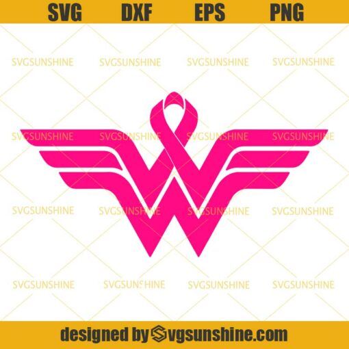 Wonder Woman Breast Cancer Svg, Pink Ribbon Svg, Cancer Awareness Svg