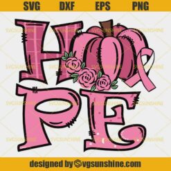 Hope Breast Cancer Svg, Pumpkin Breast Cancer Ribbon Svg, Pink Ribbon Svg