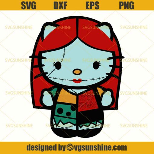 Kitty Sally Nightmare Before Christmas SVG, Hello Kitty Halloween SVG DXF EPS PNG