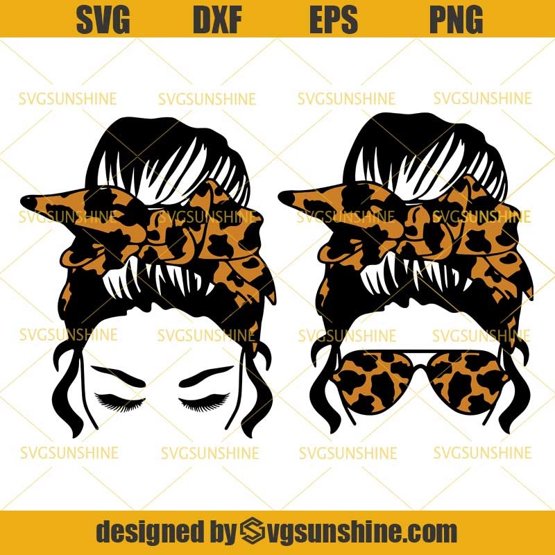 Download Messy Bun Bandana Leopard SVG Bundle, Mom Life SVG, Girl With Lashes SVG, Hair Bun SVG DXF EPS ...