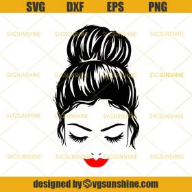 Messy Bun SVG, Messy Bun Cut File for Cricut, Girl with Bun SVG, Red ...