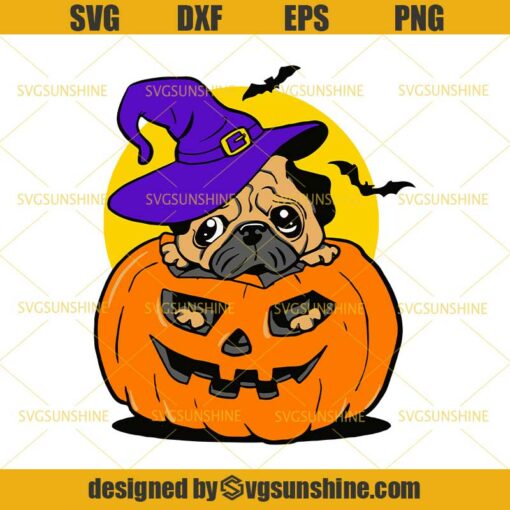 Pug Pumpkin Happy Halloween SVG, Pug SVG, Dog Halloween SVG