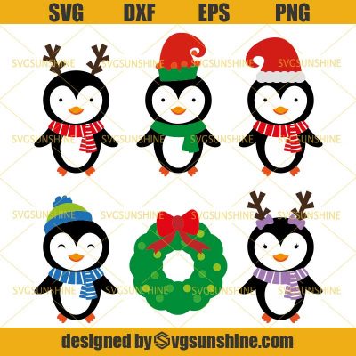 Christmas Penguins Svg Bundle, Penguins Winter Christmas Svg - Sunshine