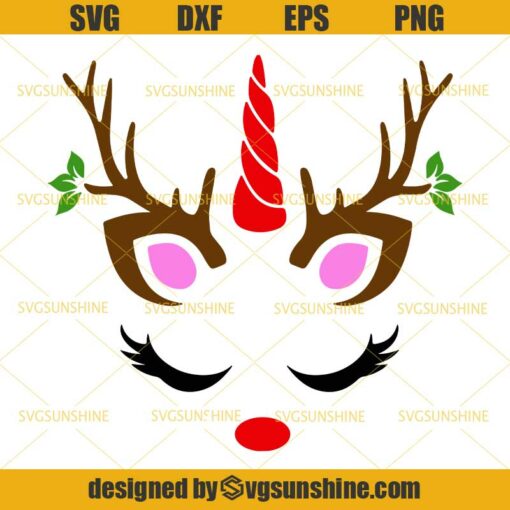 Christmas Unicorn SVG, Unicorn Reindeer SVG DXF EPS PNG