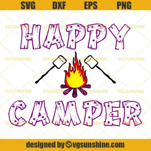 Happy Camper SVG, Camping SVG DXF EPS PNG Cutting File for Cricut