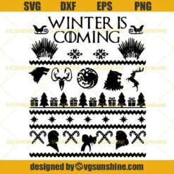 Game Of Thrones Christmas SVG, Winter Is Coming Ugly Christmas Sweater Design SVG DXF EPS PNG