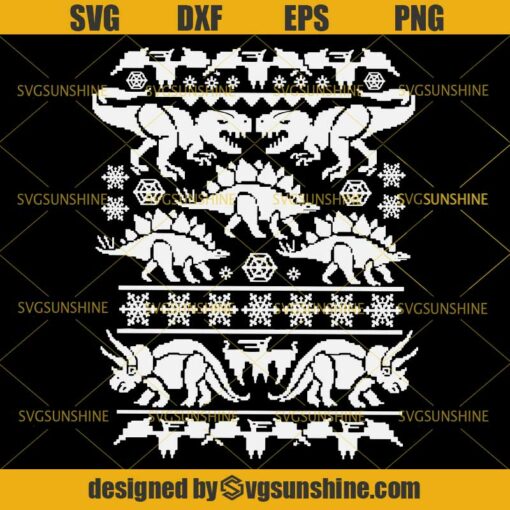 Dinosaur Winter Christmas SVG, Dinosaur Ugly Christmas Sweater SVG DXF EPS PNG
