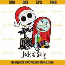 Jack And Sally SVG, Nightmare Before Christmas SVG, Jack Skellington Santa Hat SVG PNG DXF EPS