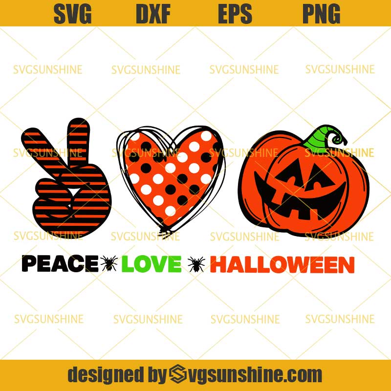 Download Peace Love Halloween SVG PNG DXF EPS, Pumpkin Halloween SVG PNG DXF EPS - Svgsunshine