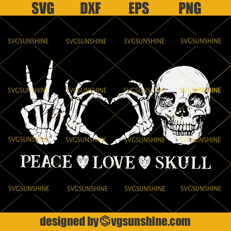 Download Peace Love Skull SVG PNG DXF EPS, Halloween Skull SVG ...