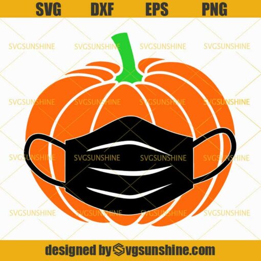 Pumpkin 2020 SVG, Masked Pumpkin SVG, Pumpkin Face Mask SVG, Halloween Quarantine SVG DXF EPS PNG