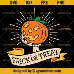 Trick or Treat Pumpkin with Skeleton Hands SVG PNG DXF EPS, Pumpkin Halloween SVG