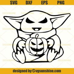 Baby Yoda Halloween SVG PNG DXF EPS, Baby Yoda Pumpkin SVG, The Child Star Wars Halloween SVG