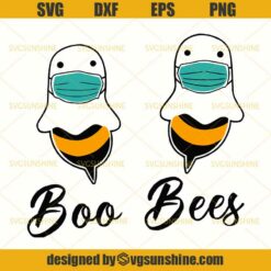 Boo Bees SVG, Boo Bees With Facemask SVG, Quarantine Halloween SVG DXF EPS PNG