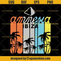 Amnesia Ibiza Multicolour Palm Tree SVG DXF EPS PNG Cutting File for Cricut