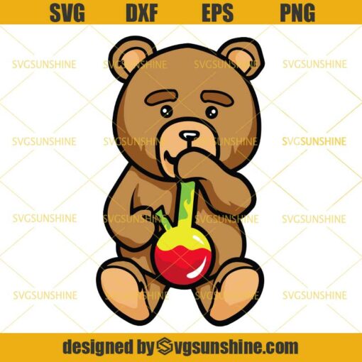 Teddy Bear Bong SVG, Smoking Weed Cannabis Marijuana SVG PNG DXF EPS