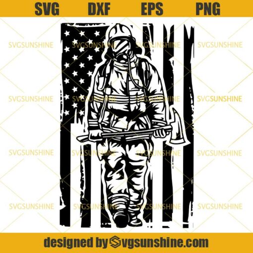 Firefighter American Flag SVG, US Fireman SVG PNG DXF EPS