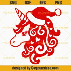 Christmas Unicorn SVG, Santa Unicorn SVG, Merry Christmas SVG, Xmas Unicorn SVG PNG DXF EPS