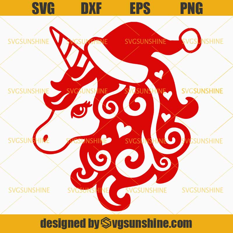 Christmas Unicorn SVG, Santa Unicorn SVG, Merry Christmas SVG, Xmas
